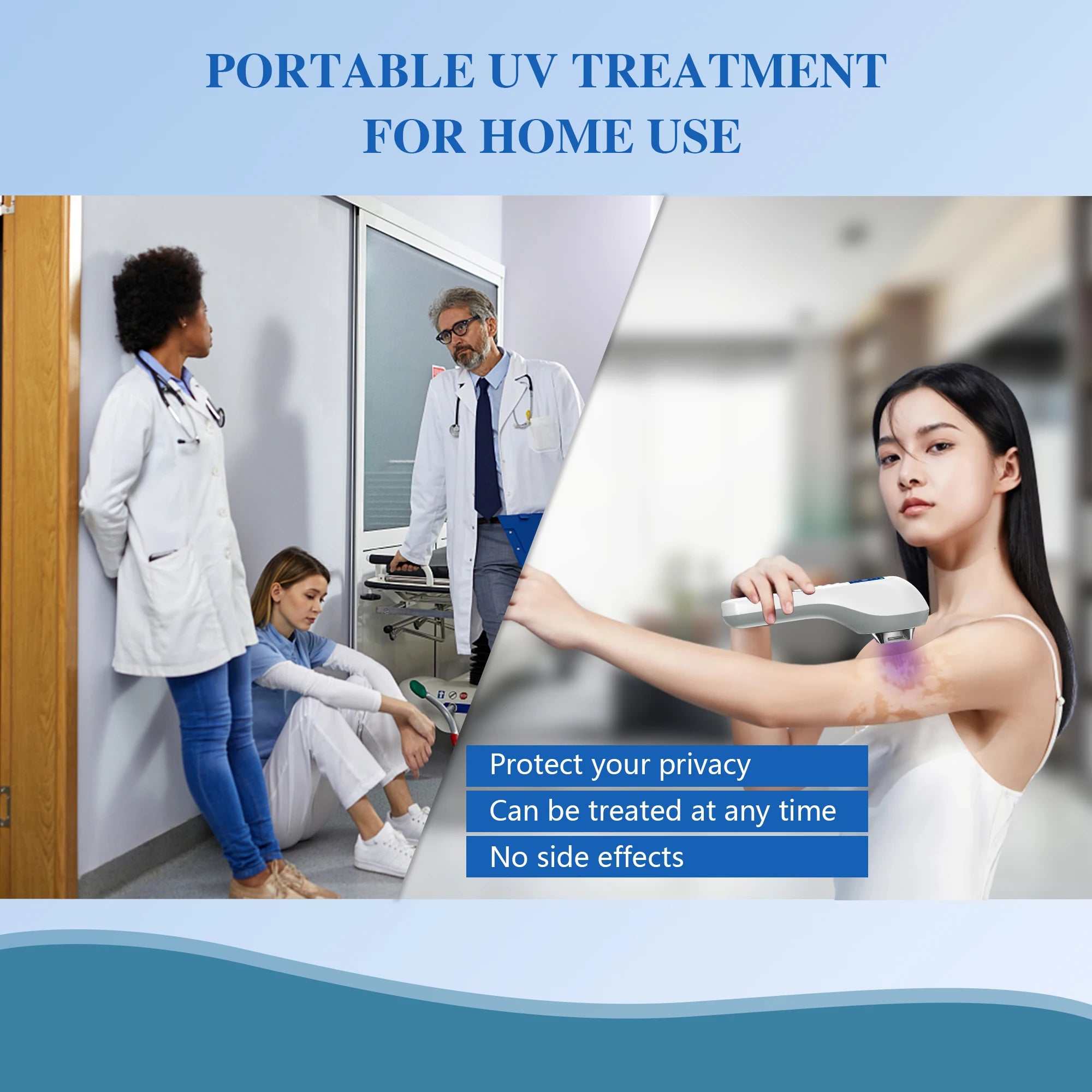 308nm Household Ultraviolet Phototherapy Instrument, Vitiligo Treatment, UVB Lamp Laser for Therapy, Psoriasis, Skin Disease