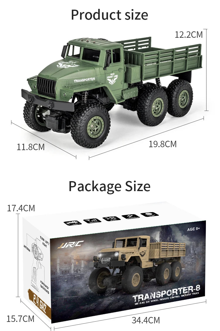 JJRC 1/18 Rc Car Off-Road  2.4G Radio Controlled Car Military Electric Machine 10Km/h Rc Buggy Children's Cars Toys for Boys kid