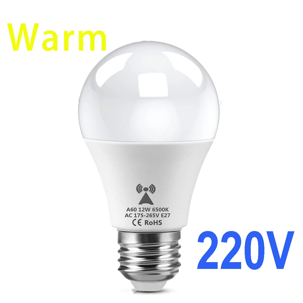 E27 LED Bulb 12W 220V Microwave Radar Motion Sensor Lamp Built-in Light Detection Auto On for Home Living Room Stairs Hallway