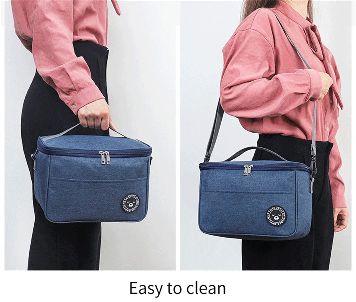 2024 New Portable Lunch Bag Food Thermal Box Waterproof Office Cooler Lunchbox With Shoulder Strap Insulated Case