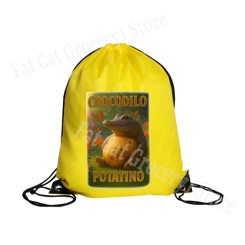 Tralalero Tralala Drawstring Backpack Tungtung Sahur Brainrot Kids Cartoon Travel Shoulders Bag New Outdoor Sport Rucksack Gift