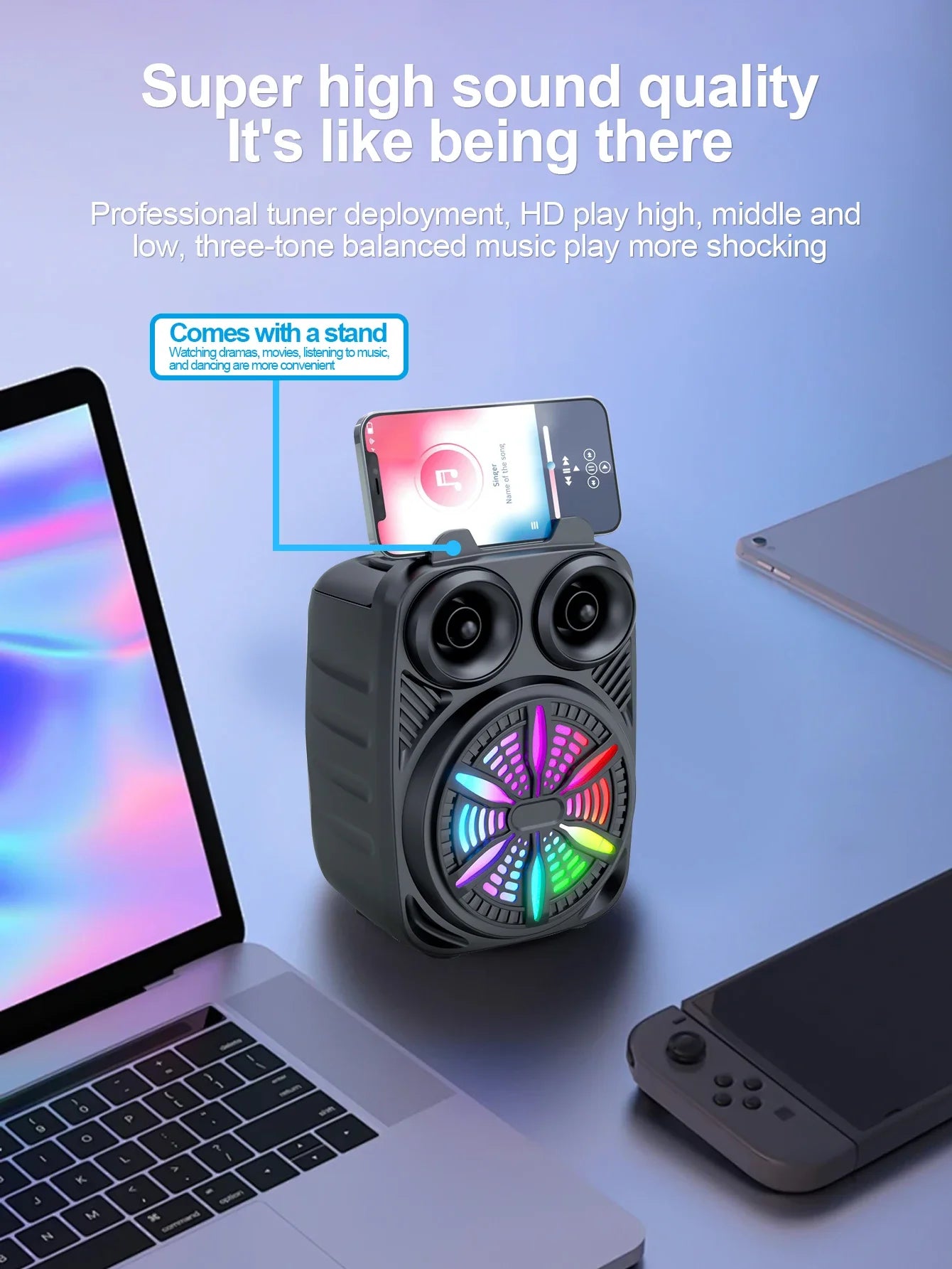 500mAh Bluetooth speaker Sound box high power bluetooth speakers TF Udisk karaoke handheld sound subwoofers for dancing