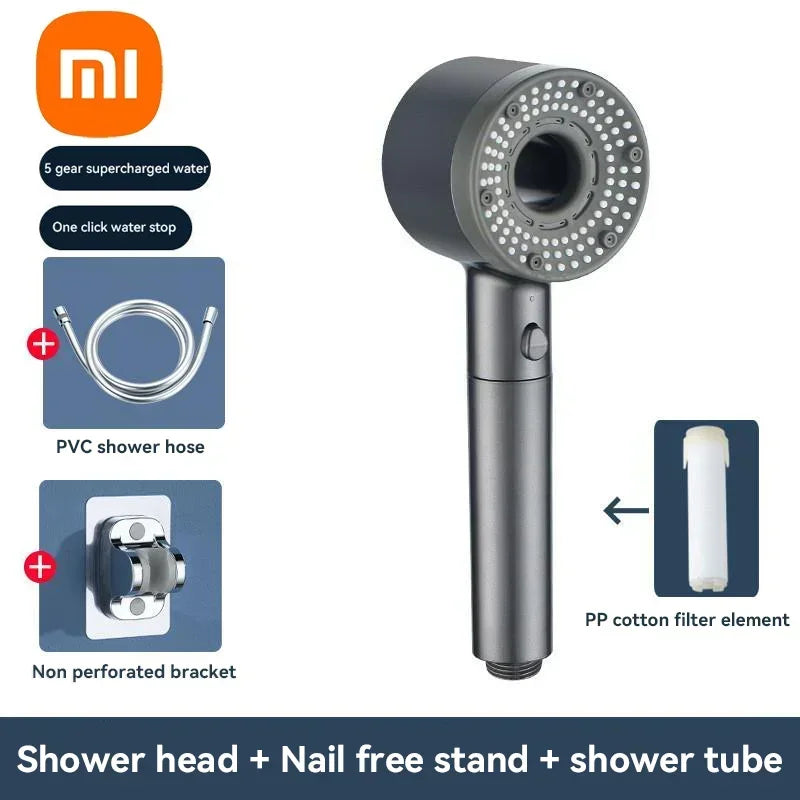 Xiaomi 5-Modes Shower Heads High Pressure Mijia ShowerHead Set Portable Rainfall Faucet Tap Bathroom Bath Home Bathroom Upgrade