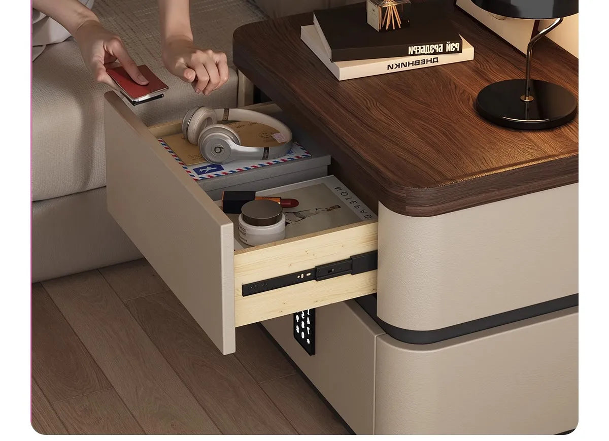 Smart Bedside Table Side With Combination Lock Deluxe Bedside Table Locker Safe Box Cabinet Nightstands Home Bedroom Furniture