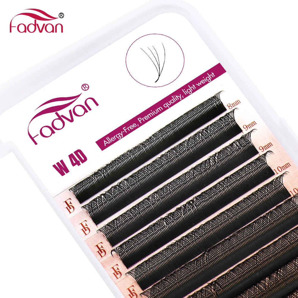 FADVAN 4D W Shaped C/D Curl Eyelash Extension Premade Volume Fans Soft Gradient Mink Easy Embellish Natural False Eyelashes