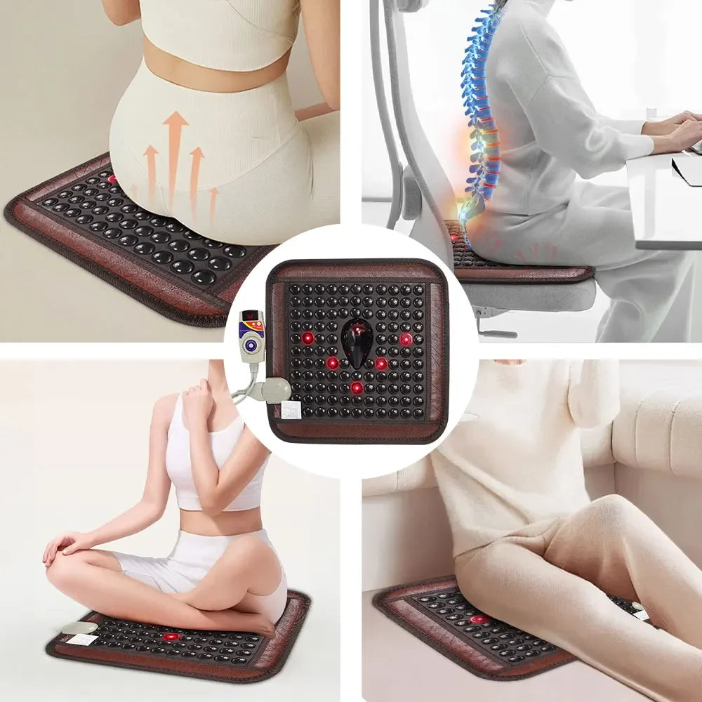 Infrared Photon Heating Tourmaline Jade Cushion Jade Massage Mat Square Cushion 45x45cm Acupoint Massage Relieves Pain