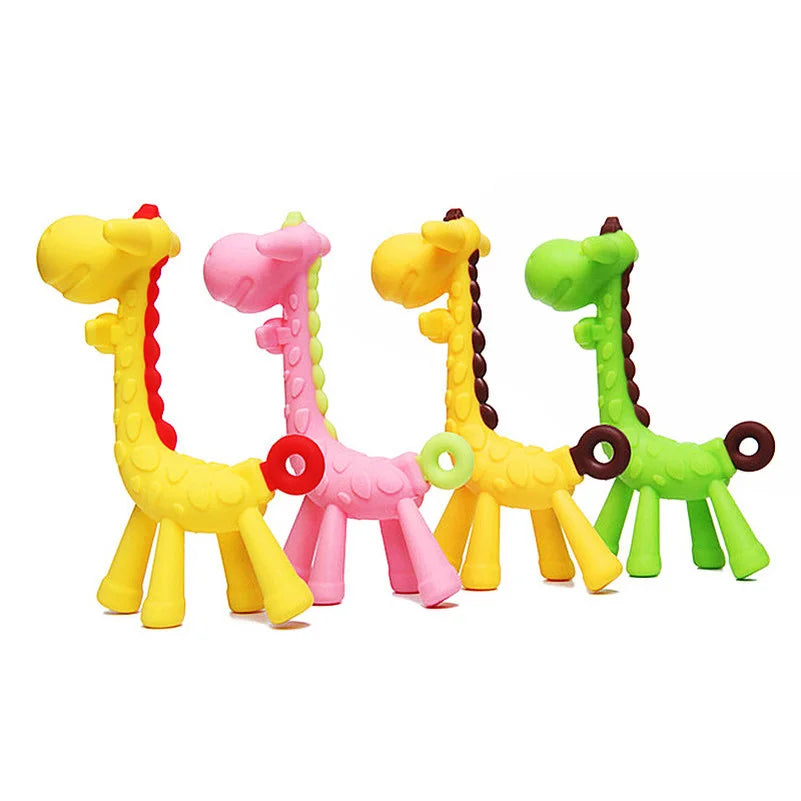 Food Grade Baby Molar Teether Silicone Giraffe Teethers Cartoon Teething for Babies Relief Gums Pain Toys Newborn Essentials