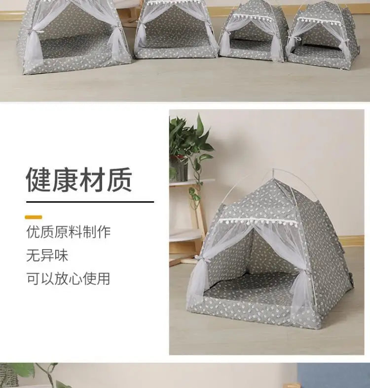 Cat Tent Bed Pet Cat House Closed Cozy Puppy Cage with Floors Pet Dog House Calming Cat Beds Puppy Kennel Tents Pet Supplies
