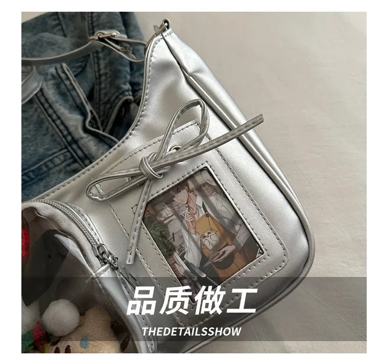 Y2k Harajuku Shoulder Bag Women Korean Transparent Ita Bag School Crossbody Bag Female Japanese Designer Preppy Handbag Purse
