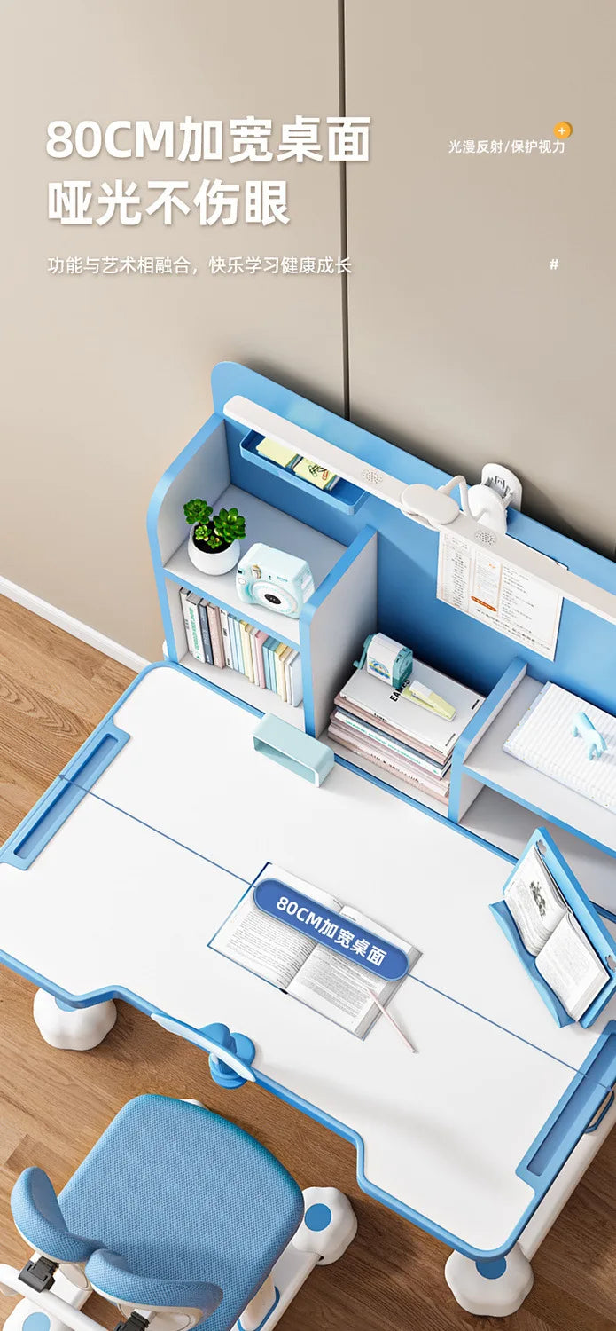 Household Student Desk and Chair Set Height Adjustable, Ergonomic Children School Writing Study Table