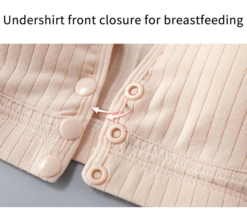 Cotton Nursing Bra for Pregnant Women Padded Ribbed Wire-Free Breathable Bralette Front Opening Breastfeeding Maternity Clothing