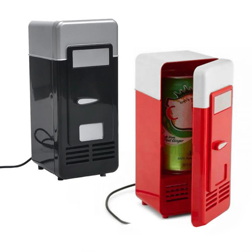 Mini USB Fridge Portable Cooler Beverage Drink Cans Cooler / Warmer Refrigerator for Car Laptop PC Computer Black Red Color 2025