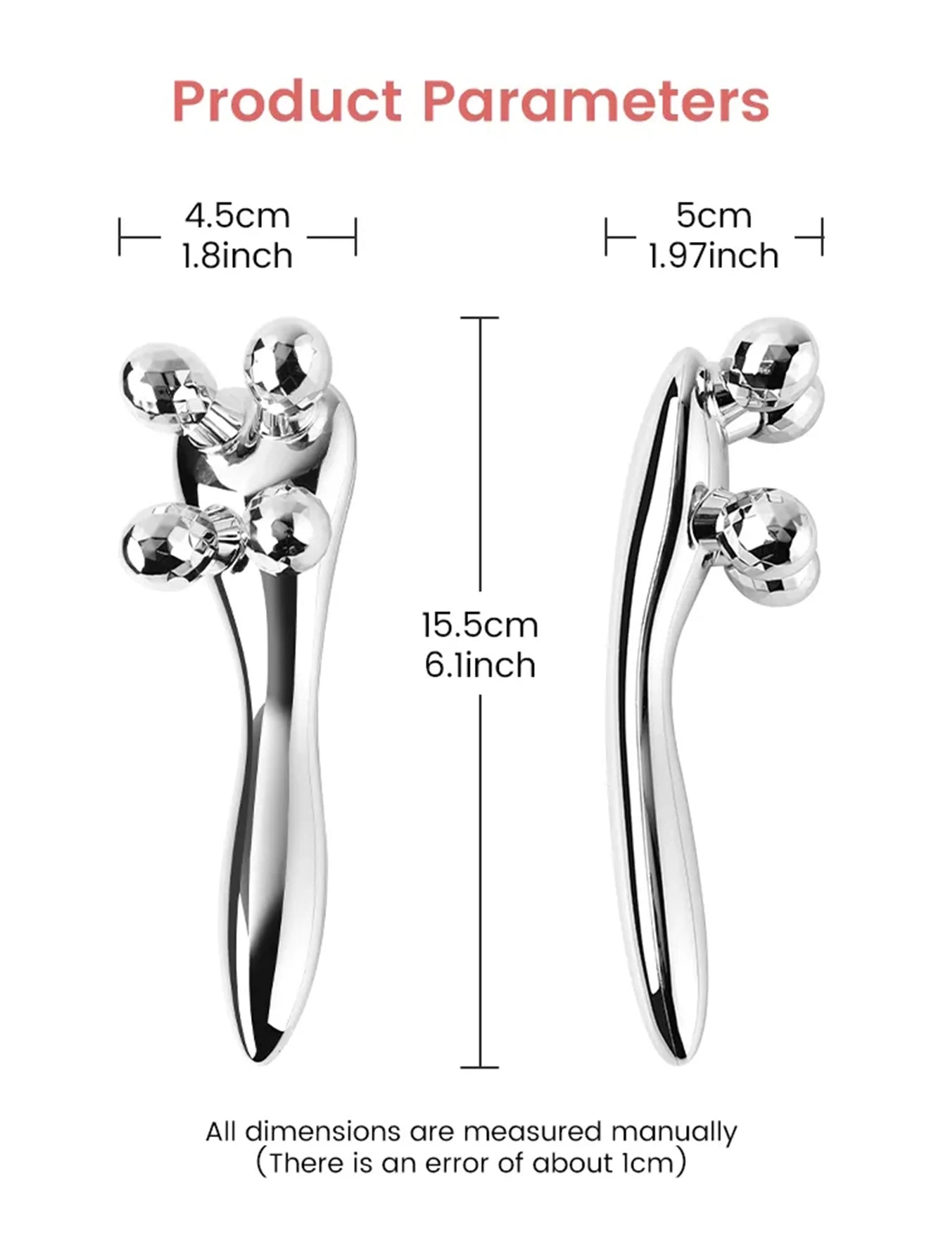 1 Pcs 4D Roller Face-lift Wrinkle Silver Y Shape Roller Facial Eye Neck Muscle Relaxation Slimming Massager Relaxation Tools