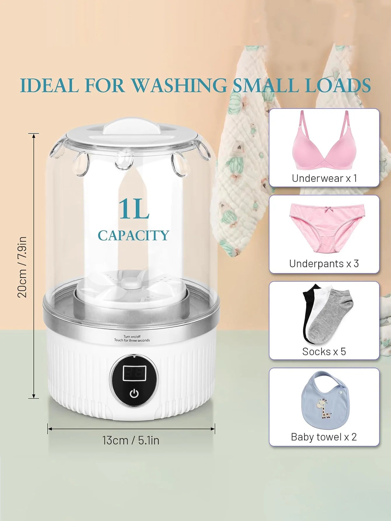 Portable Washing Machine, Underwear Washer, Small Washing Machine, Mini Washing Machine, Rechargeable Cordless Washing Machine
