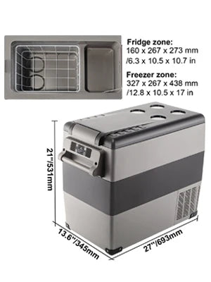 35L/45L/55L Car Refrigerator Mini Fridge Freezer Portable Compressor Cooler 12/24V DC 110-240V Ice Box for Camping