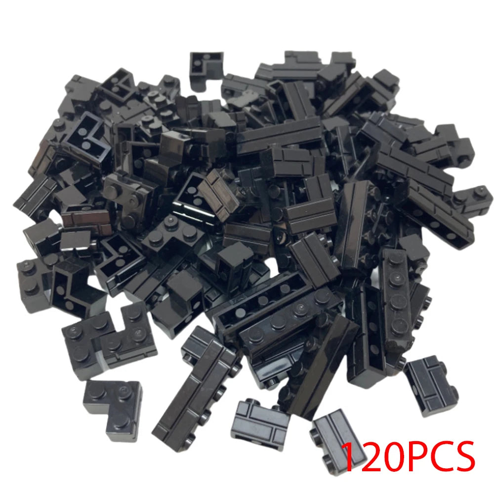 120PCS Random Striped Bricks MOC Building Blocks Toys Palace Castle Creative Figures Military City House Wall DIY Parts