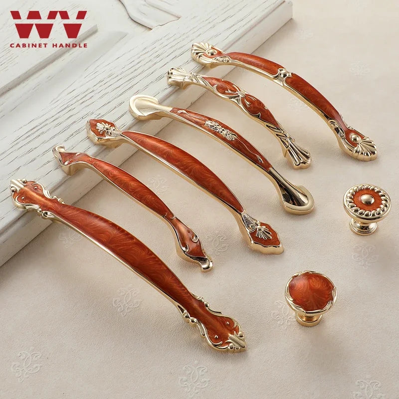 YM Red Amber Cabinet Handles Drawer Knobs for Kitchen Dressers Closets Wardrobe - Furniture Storage Door Pulls