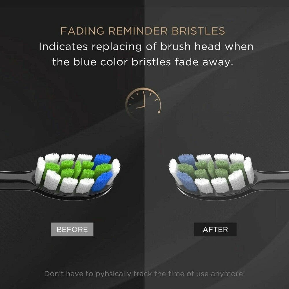 Fairywill P11 Sonic Whitening Electric Toothbrush Rechargeable USB Charger Ultra Powerful Waterproof 8 Heads and 1 Travel Case