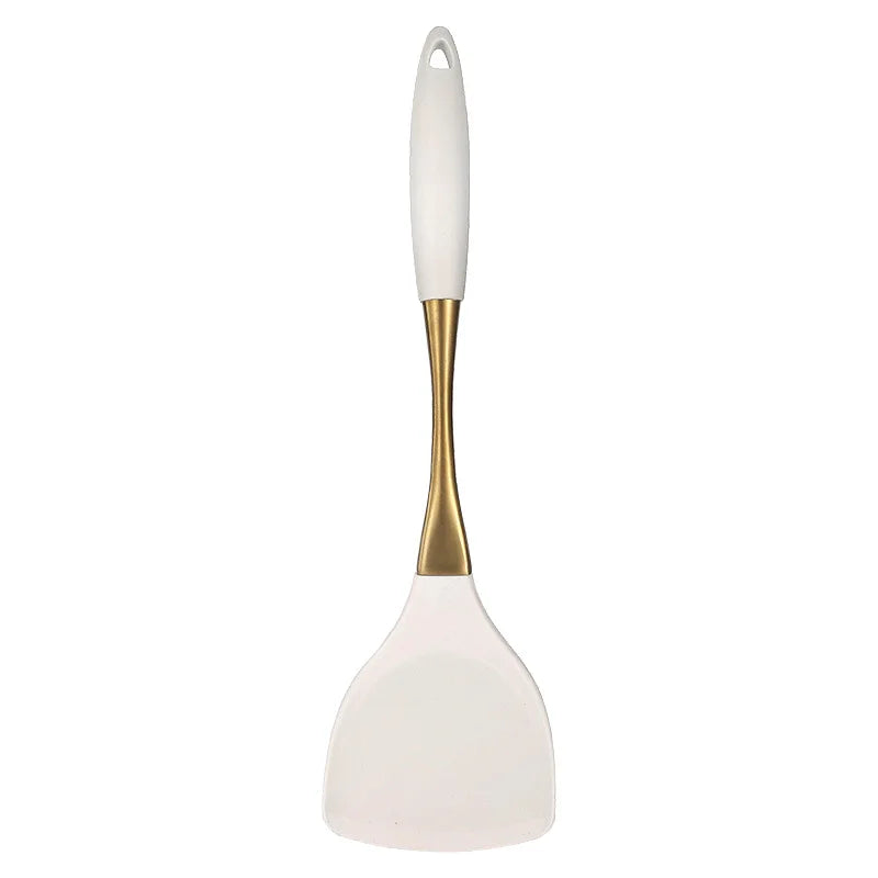 8-Piece Silicone Kitchen Utensil Set with Wooden Handles, Non-Scratch Spatula, Spoon, Tongs, Whisk & Brush for Cooking & Baking