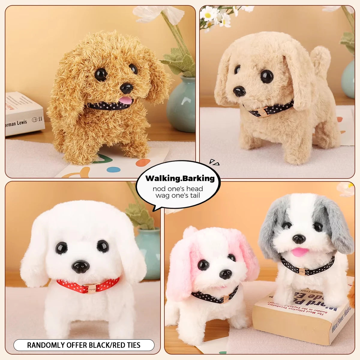 1Pc Electric Plush Simulation Dog Teddy Puppy Walking Sound Nodding Electronic Pet Toy For Christmas Gift New Year Gift