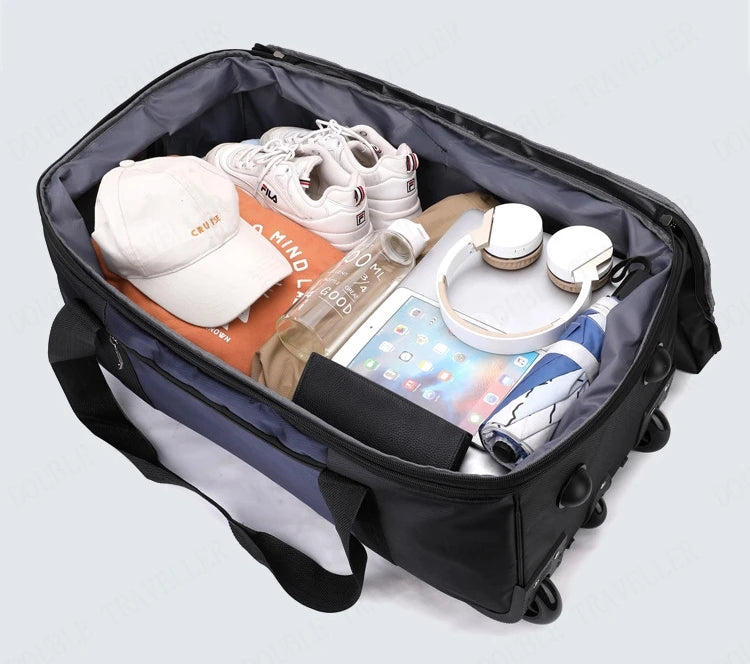 2025 New Travel Bags with Wheels Oxford Cloth Trolley Luggage Bag Organizes Folding Bags Quality Large Size Suitcases valises
