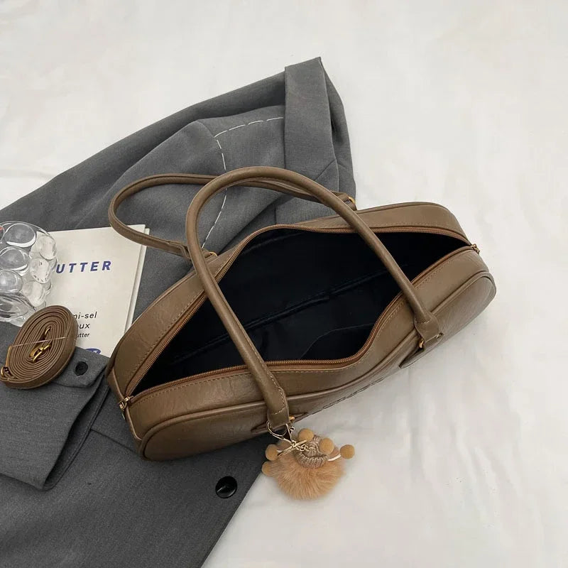 Pu Solid Sewing Zipper Shoulder Bags Soft Baguette Type 2024 High Quality Bags for Women Large Capacity Women's Handbags