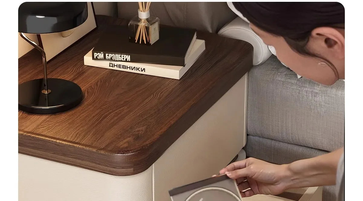 Smart Bedside Table Side With Combination Lock Deluxe Bedside Table Locker Safe Box Cabinet Nightstands Home Bedroom Furniture