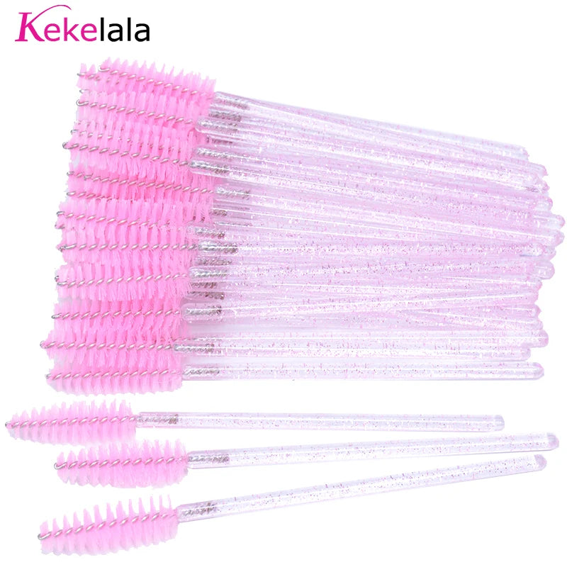 50Pcs/Bottle Eyelash Extension Brushes With Container Eyebrow  Eye Lash Mascara Wands Spoolies In Case Wholesale