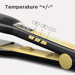 KIPOZI Professional Titanium Flat Iron Hair Straightener with Digital LCD Display Dual Voltage Instant Heating Curling Iron