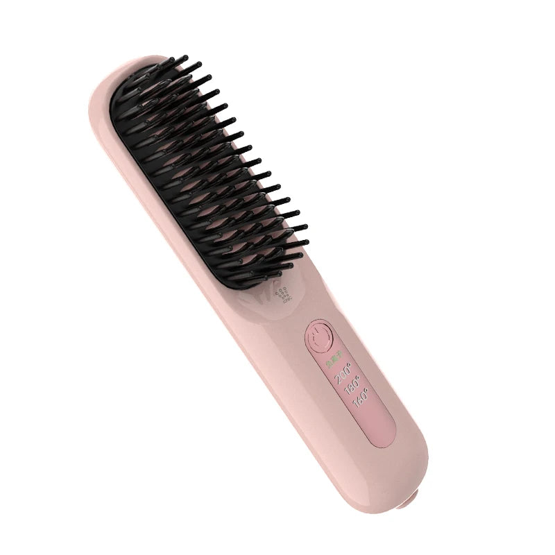 Negative Ion Hair Straightening Brush,360° Flexible Teeth,Fast Heat with 3 Adjustable Temperatures,Safe Anti-Scald Protection