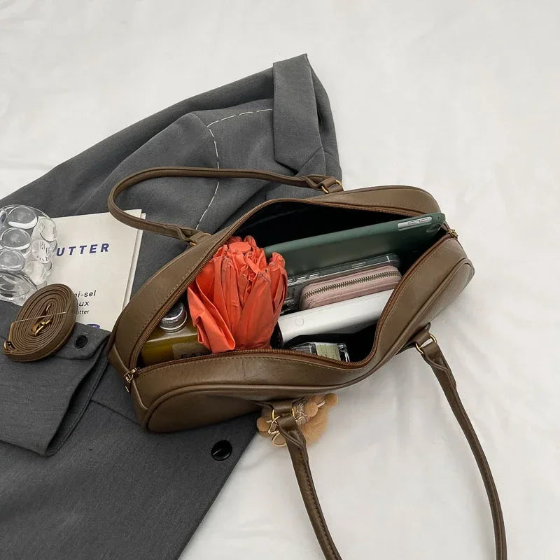 Pu Solid Sewing Zipper Shoulder Bags Soft Baguette Type 2024 High Quality Bags for Women Large Capacity Women's Handbags