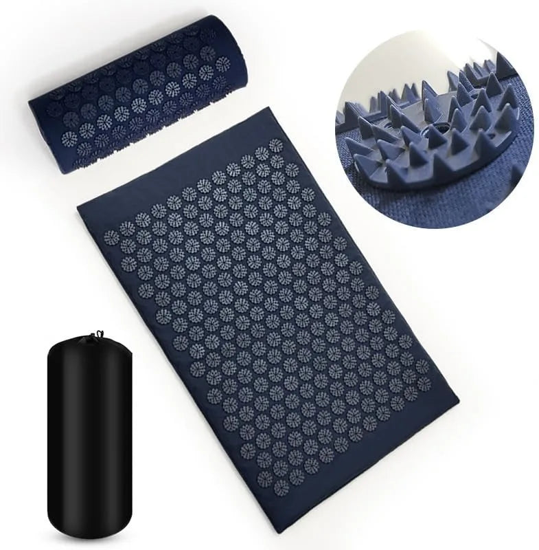 Acupressure Mat Massage Acupuncture Mat and Pillow Set  with Spike Points for Neck, Back and Stress Relief