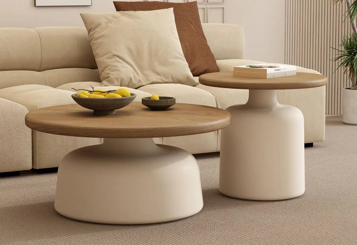 Cream style Martini coffee table, living room, small household, simple iron round shape