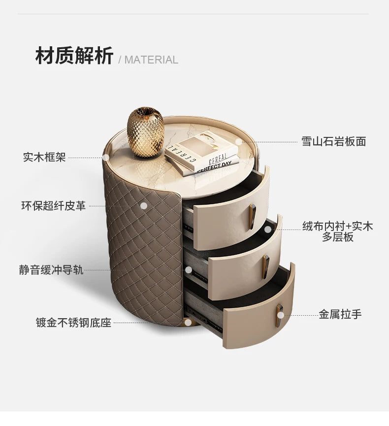 Storage Modern Nightstand Aesthetic Luxury Simple Leather Bedside Table Italian Trendy Muebles Para Cuarto Bedroom Furniture