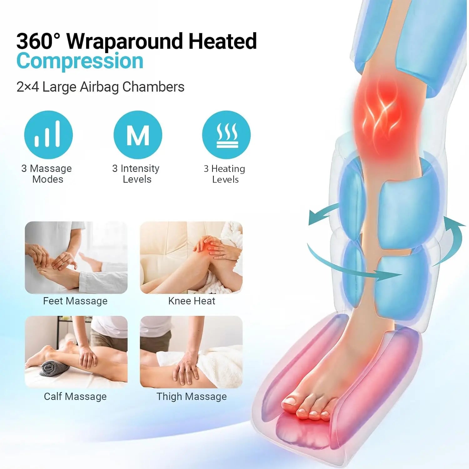 Electric Leg Muscle Relaxer 6 modes Air Compression Recovery Boot lymph Release Relieve Foot Fatigue Heating Leg Massager