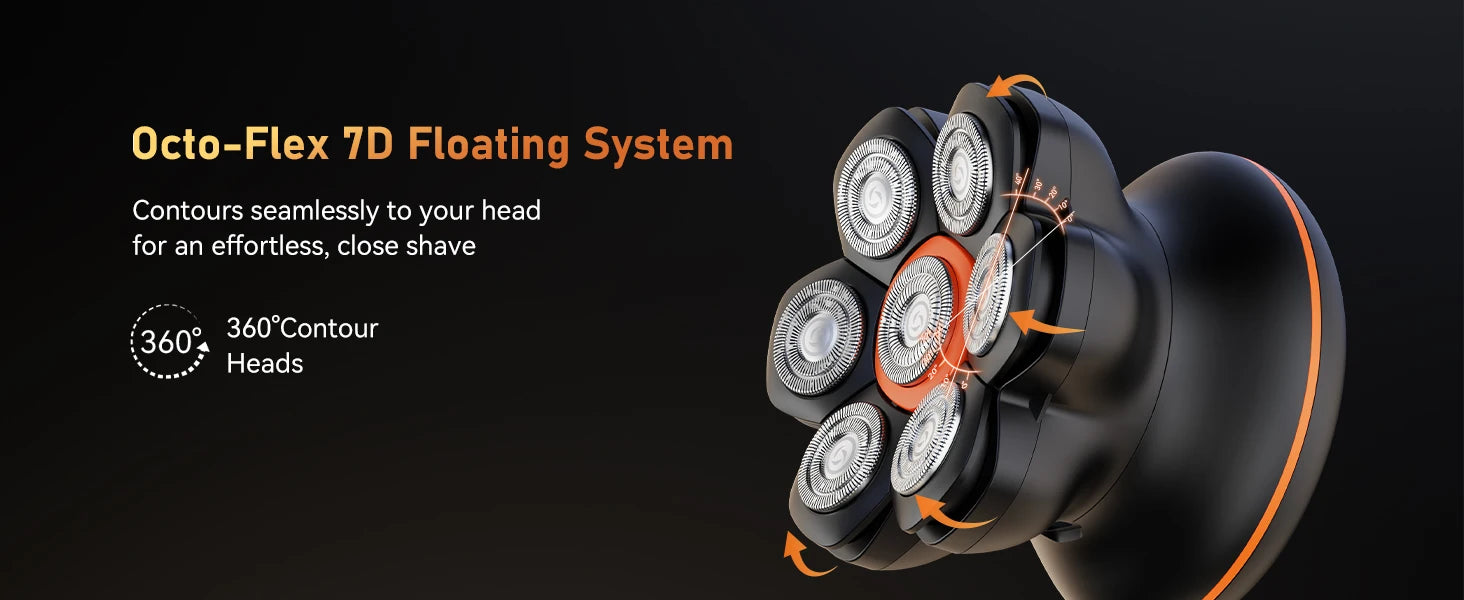 MAXGROOM 7D Head Shavers for Bald Men Wet/Dry Electric Shaver Hair Trimmer USB Rechargeable LED Display Waterproof Beard Trimmer