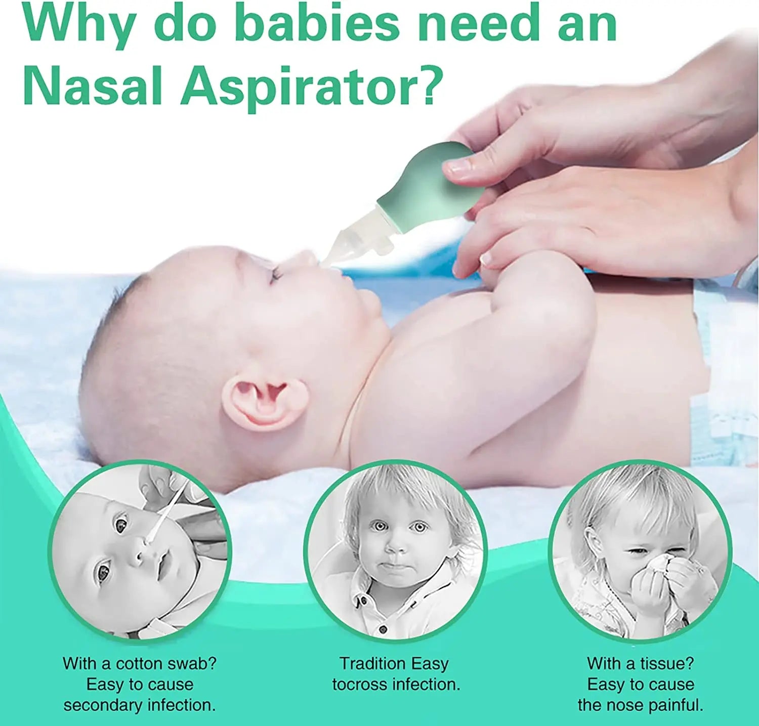 Soft Nasal Aspirator for Baby Anti-back Flow Nose Sucker New Born Vacuum Nose Cleaner Silicone Baby Safety Care Diagnostic-tool