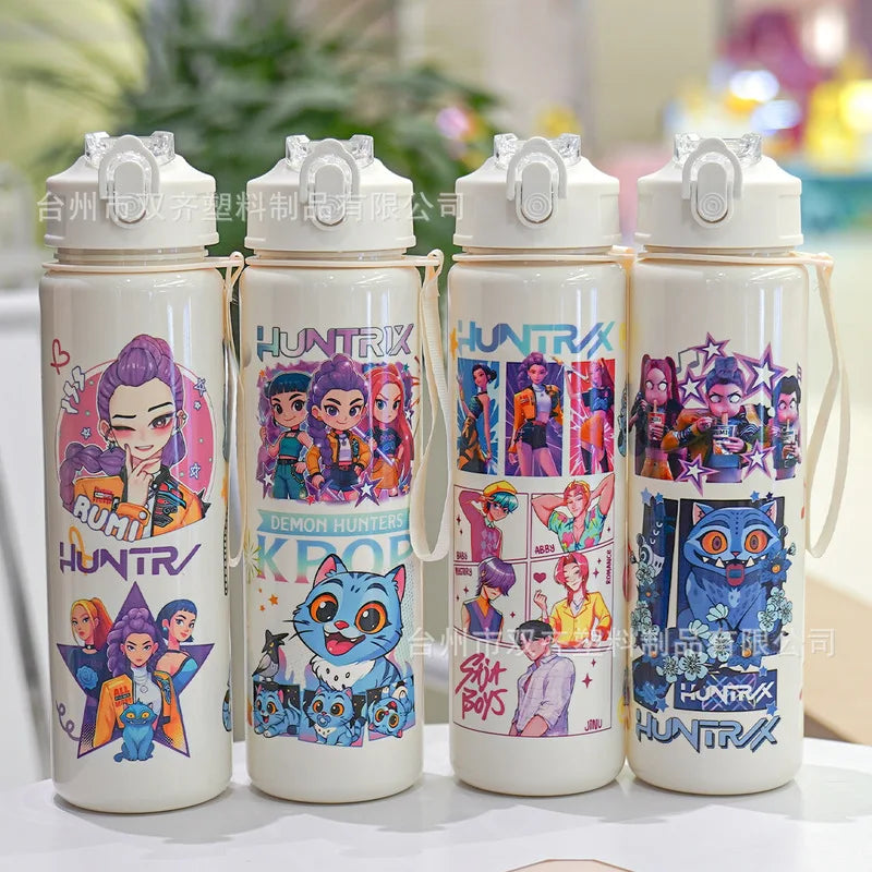 Miniso Portable Outdoor Straw Plastic Water Cup New K-Pop Hunter Magic Girl Group Children'S Cross-Border Drinkware