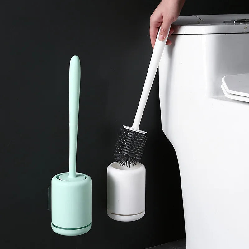 WIKHOSTAR Toilet Brush Silicone Toilet Quick Drying Cleaning Brush Wall Mount Gap Brush with Holder Tool Bathroom Accessories