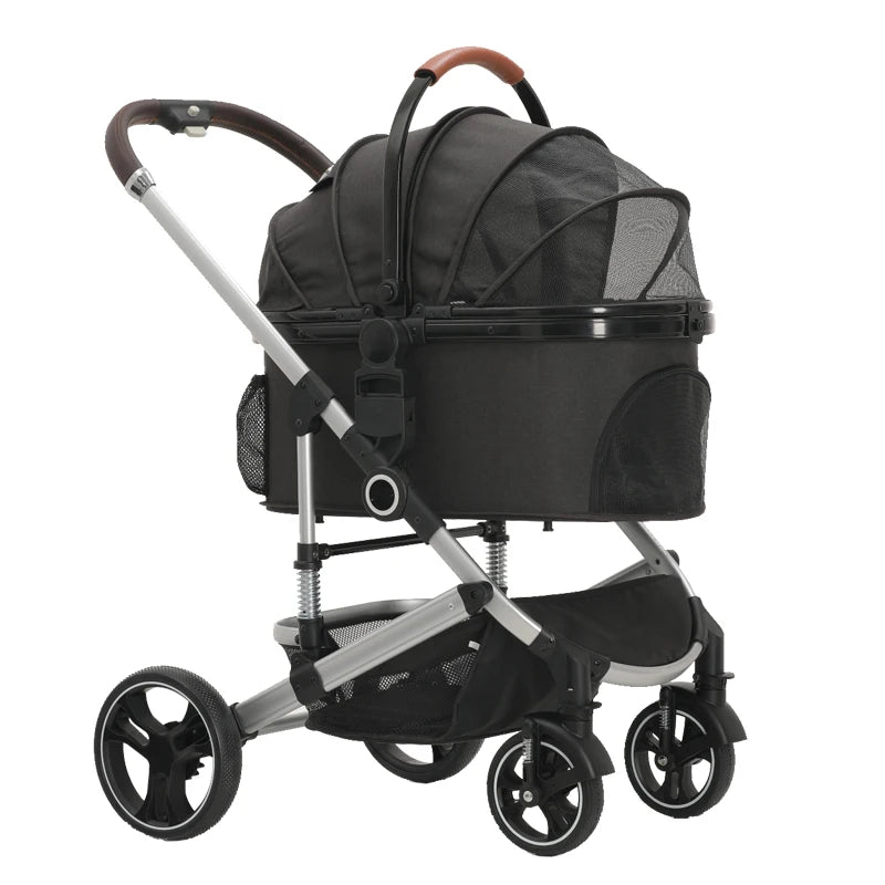 Factory Wholesale Pet Stroller and Carrier Luxury 4 Wheels Pet Portable Folding Travel Dog Trolley for Big and Small Dog