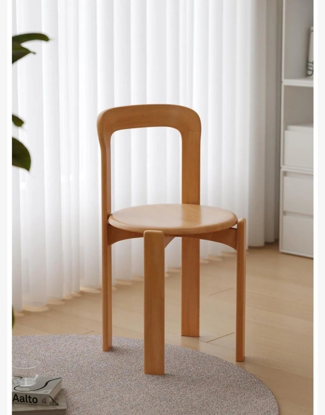 Viral Rey Dining Chair Mid-Century Solid Wood Stool French Bistro Vintage Designer Famous Home Cafe Furniture