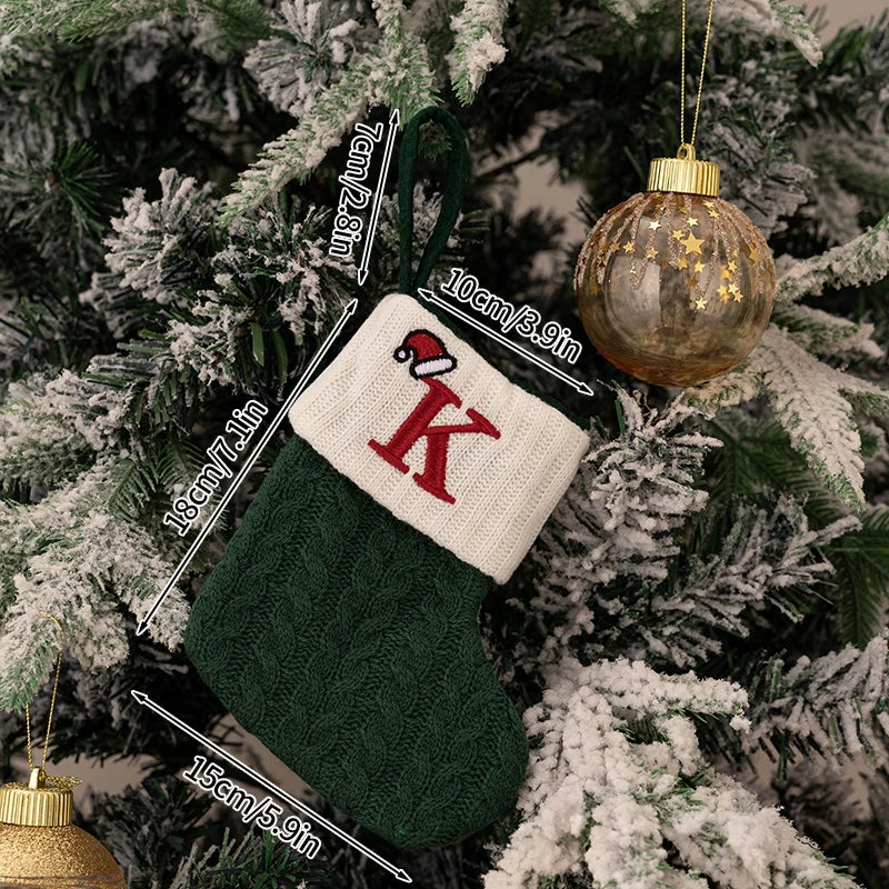 Christmas Stocking Knitting Snowflake Letter Socks Christmas Decoration For Home Christmas Alphabet Knitting Sock New Year  Gift