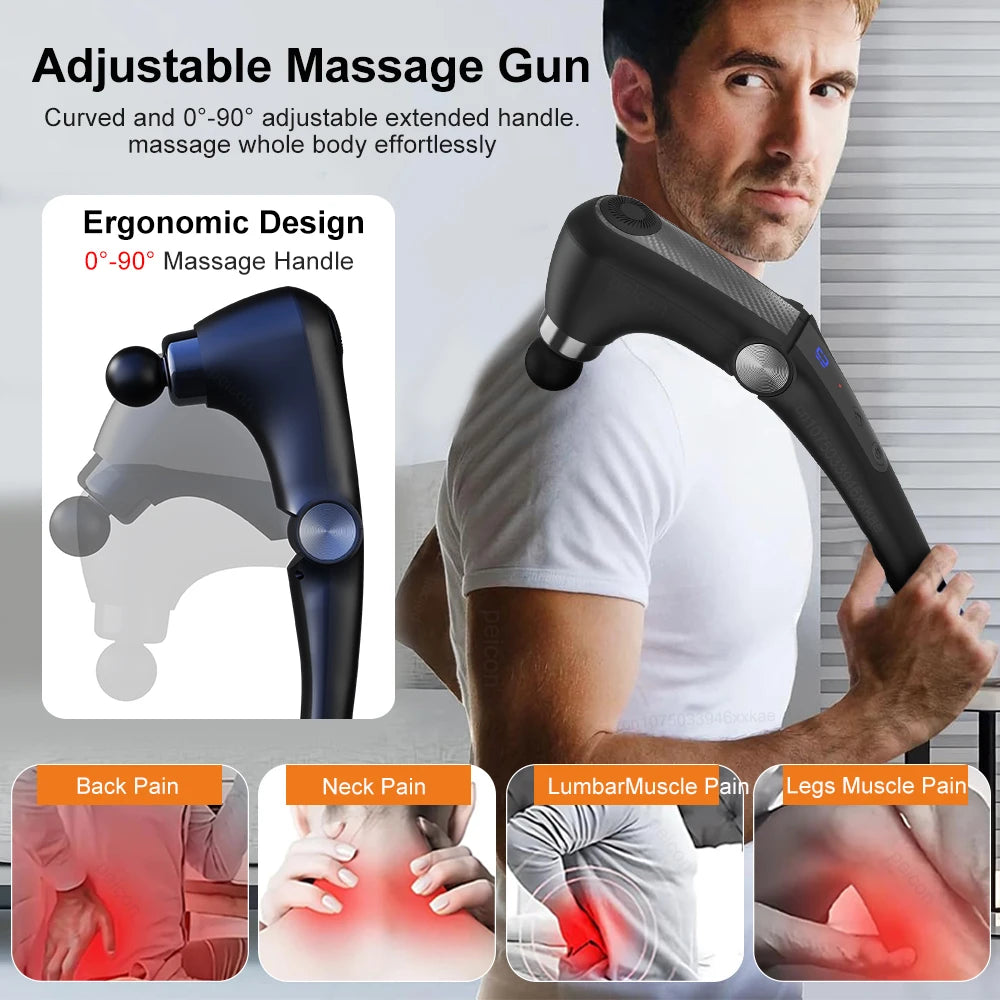 Fascia Massage Gun Shoulder Massager Electric Muscle Massage Machine High Frequency Back Waist Body Massage with Extended Handle