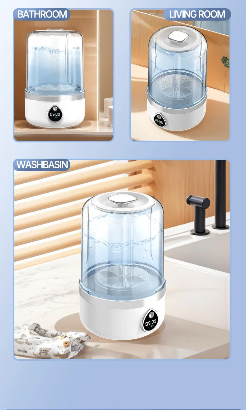 F1 portable mini washing machine with USB charging, silent and fully automatic washing machine, a must-have for dormitory travel