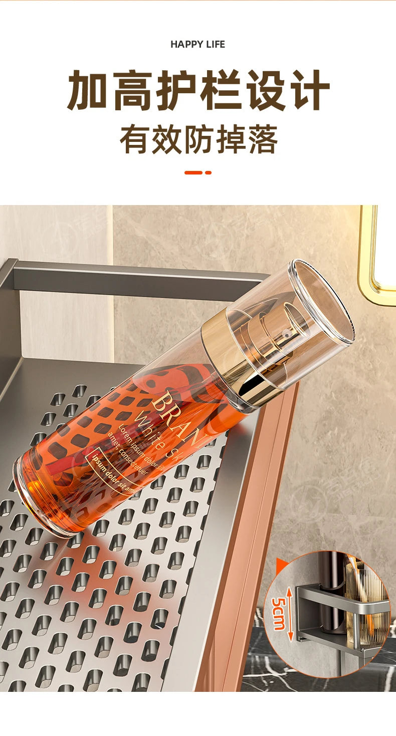 Wall-Mounted Storage Rack No-Drill Bathroom Vanity Shelf for Washroom Balcony Toilet - Organizer Shelf for Kitchen Bathroom