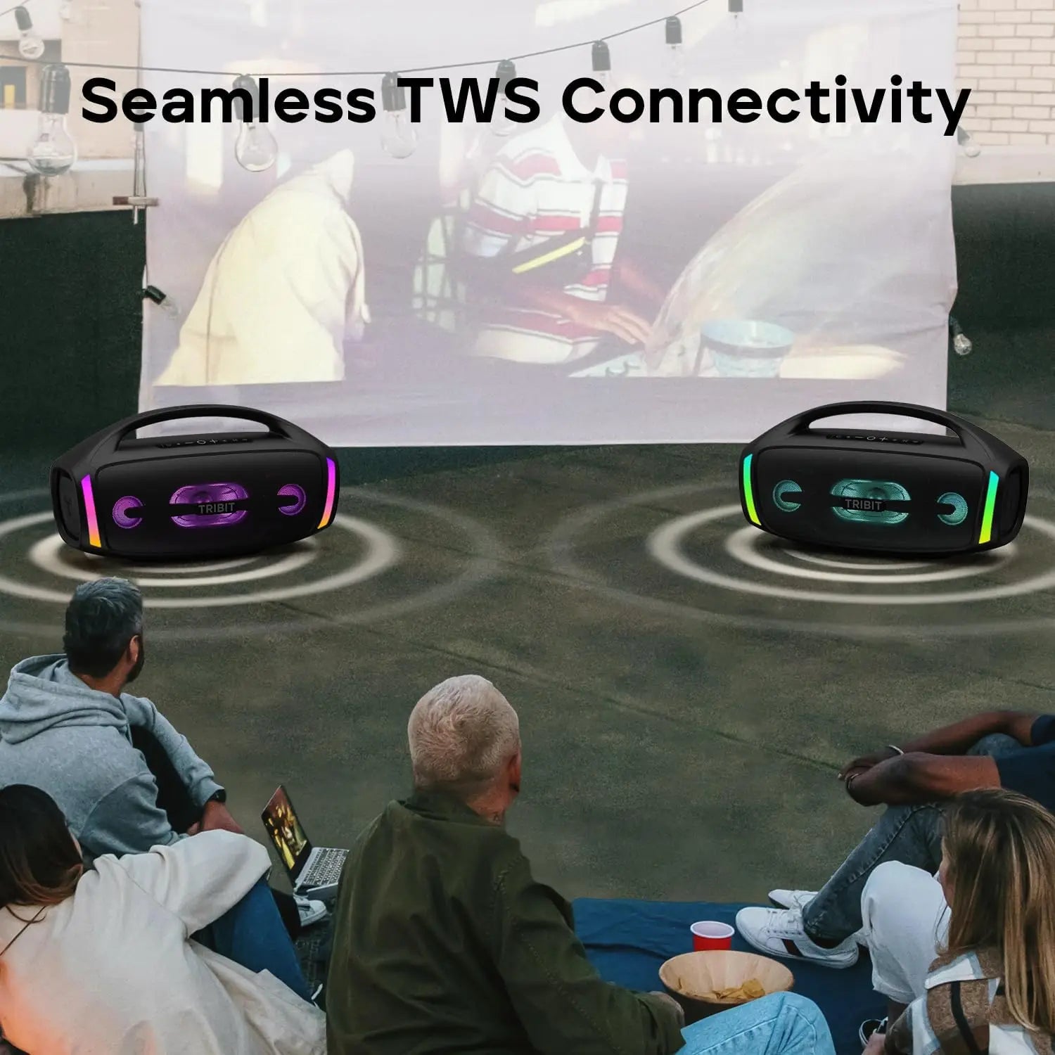 TRIBIT StormBox Blast 2 Bluetooth Speaker, 200W Power With Subwoofer Outdoor IP67 Party Speaker, 30H Playtime, LED, Mic Input