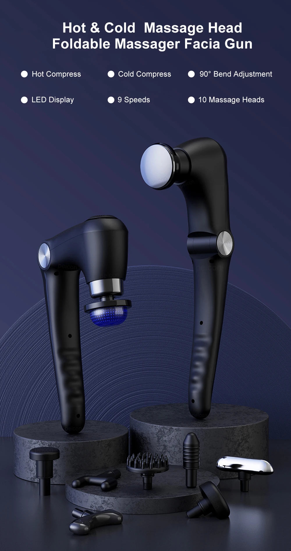 Fascia Massage Gun Shoulder Massage Machine Electric Muscle Massager Gun High Frequency Back Waist Neck Body Massage with Handle