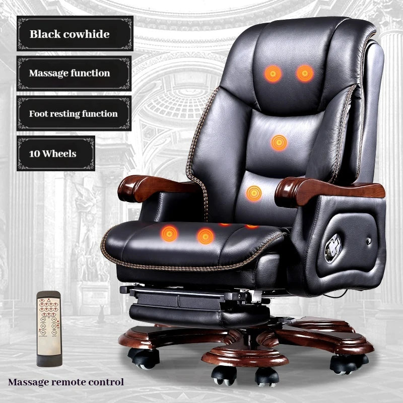Leather Wheel Office Chair Support Design Relax Modern Massage Chair Chaise Mobile Comfy Luxury Silla Oficina Office Furniture