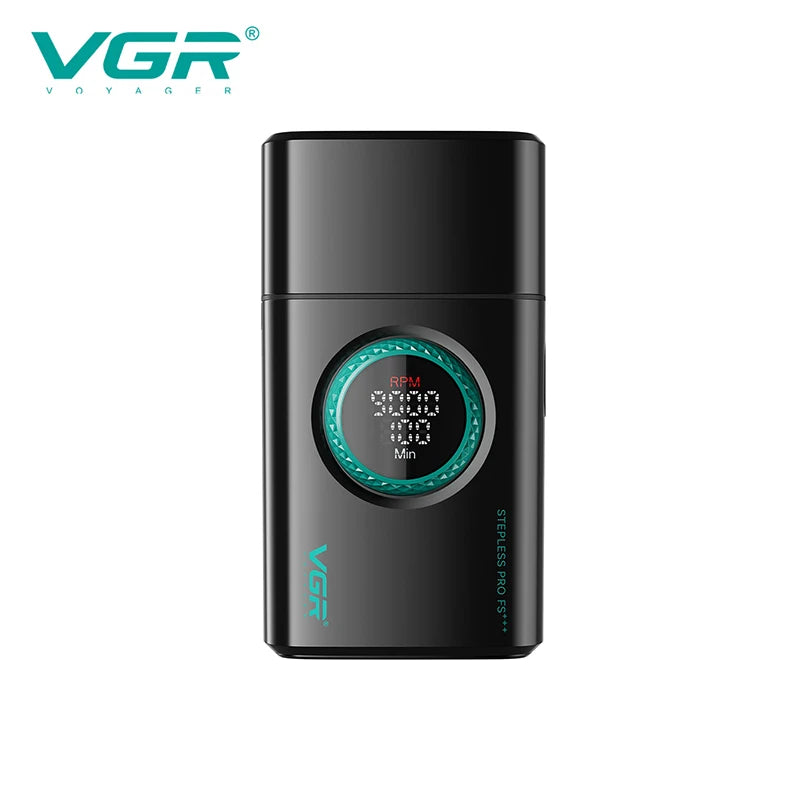 VGR high-end men's shaver alloy reciprocating three blade shaver LED intelligent digital display 9000 speed hair trimmer V-378