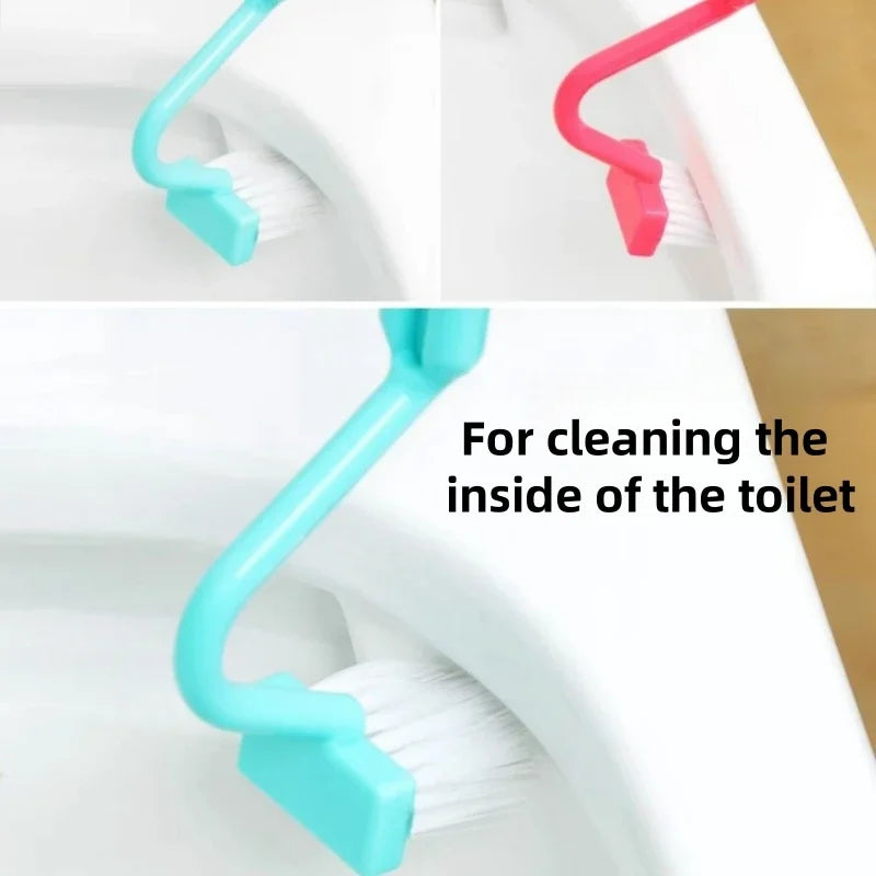 Toilet Brush S Shape Portable Toilet Cleaner Curved Edge Corner Handle Bathroom Supplies Cleaning Household Tools Accessories